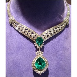 Sold 91.77Ct Emerald and Diamond Necklace 18k Gia