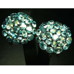 11.00CT NEON BLUE NATURAL ZIRCON EARRING CLIPS BLACKENED STERLING $1NR