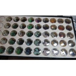 TRAY OF STONES- 50 CAPSULES OF DIFFERENT COLOR STONES $1NR