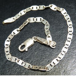 7" ITALY FLAT STERLING SILVER LINK BRACELET $1NR- WIN MORE THAN 1 LOT AND PAY $10 TOTAL FOR SHIPPING
