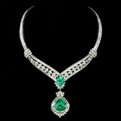 Sold 91.77Ct Colombian Emerald & Diamond Necklace 18k Gia F1 & F2 Shown on Good Morning America