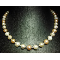 7.0-7.5MM PEACH AND WHITE FRESHWATER PEARL NECKLACE $1NR
