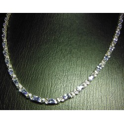 20" LONG 10.00CT TANZANITE OVAL NECKLACE STERLING $1NR