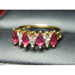 .70CT RED RUBY MARQUISE & DIAMOND BAND 14K $1NR