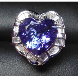 $35,000 8.17CT TANZANITE HEART & DIAMOND RING 18K