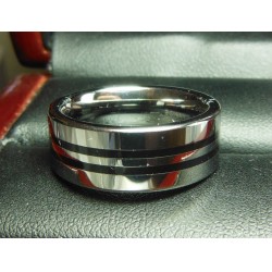 TUNGSTEN CARBIDE 2 STRIPE LADIES COMFORT FIT WEDDING BAND FROM SIZE 6.5 $1NR