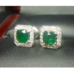 Sold 1.43Ct Emerald & Diamond Earrings 18kwg By Daniel Arthur Jelladian $2,500