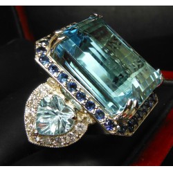 Sold Blue Topaz Emerald Cut, Sapphire & Diamond Ring 18kwg by Daniel Arthur Jelladian