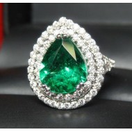 Sold Gia 3.37Ct Emerald & 2 Row Diamond Ring Platinum by Daniel Arthur Jelladian