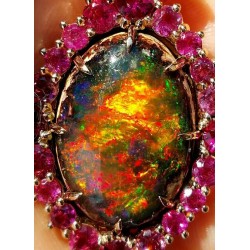 "Sold" Amazing Color Fire 18.88Ct Opal on matrix Gia Certified 18k Rose Gold- By Daniel Arthur Jelladian