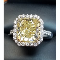 $100,000 Reserve 6.13Ct Fancy Intense Yellow Vvs2 & White Diamond Ring Gia Certified 18k