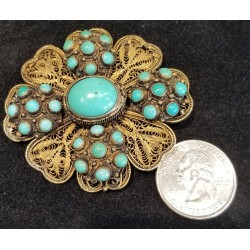 $100 Reserve Large Turquoise Brooch Silver Out Of Orange County, California Pawn Shop