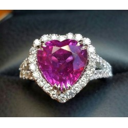 Sold 5.01Ct No Heat Ruby Heart Shape and Diamond Ring Platinum