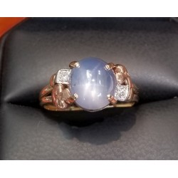 $1,000 Estate 5.10Ct Light Blue Star Sapphire & Diamond Ring 14k