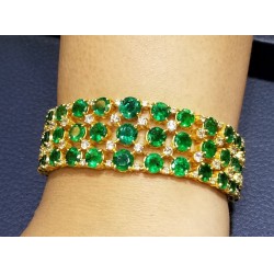 $25,500 28.76Ct Showstopper Emerald & Diamond Bracelet 18k Gold