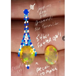 8.46Ct Faceted Opal, Diamond, Sapphire & Blue Tourmaline Chandelier Earrings 18kwg by Daniel Arthur Jelladian $4,500