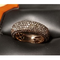 $2,500 1.50Ct Caviar Micro Pave Fancy Brown Diamond Band 14k Rose Gold
