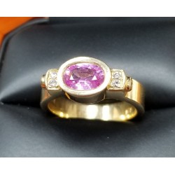 $555 1.10Ct Pink Sapphire & Diamond Ring 14k