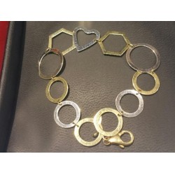 $1,000 Estate Shapes Link Bracelet 14K two tone Gold