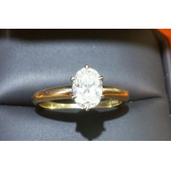 ESTATE .80CT OVAL BRILLIANT DIAMOND SOLITAIRE WEDDING RING 14K