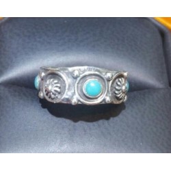 ESTATE TURQUOISE ETERNITY BAND STERLING SILVER SIZE 6
