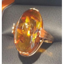 ESTATE 10CT AMBER OVAL IN RUSSIAN ROSE GOLD 14K- TRY LOVE PUTIN