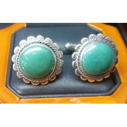 ESTATE TURQUOISE CUFFLINKS STERLING SILVER