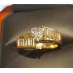 $5,000 Estate 1.00Ct Heart Brilliant Diamond & Baguette Setting 14k Gold Final Price $1,800