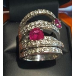 $3,300 Estate 5.50Ct Pinkish Red Rubellite & Diamond Ring 14k White Gold Final Price $1,900