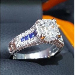 Sold 2.36Ct Emerald Cut D Internally Flawless Gia 1.37Ct Diamond & Sapphire Ring Platinum