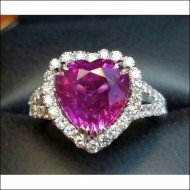 Sold Certified Swiss Gem Lab 5.01Ct No Heat Ruby Heart Shape and Diamond Ring 95% Platinum by Jelladian ©