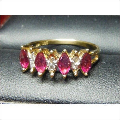 .70CT RED RUBY MARQUISE & DIAMOND BAND 14K $1NR