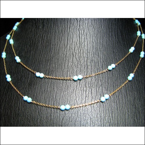 $3,000 ESTATE DOUBLE STRAND TURQUOISE NECKLACE ITALIAN 18K $1NR