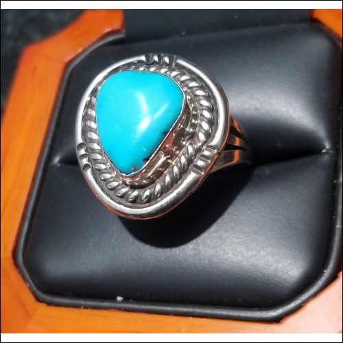 $300 Estate Turquoise Ring Sterling Silver $1Nr