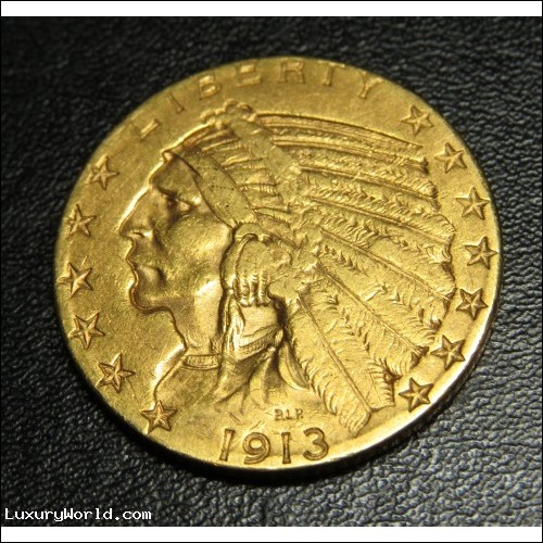 1913 100 YEAR OLD GOLD INDIAN $5 GOLD COIN $1NR- COIN AUCTION MONDAY