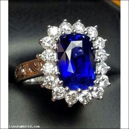 Sold. 4.97Ct Gia Blue Sapphire & Diamond Ring Platinum by Jelladian ©