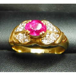 .96CT PINKISH RED RUBY & DIAMOND RING 20K ASIAN GOLD $1NR