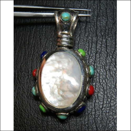 MOTHER OF PEARL & TURQUOISE PENDANT STERLING $1NR