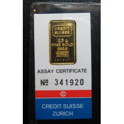 CREDIT SUISSE ZURICH FINE GOLD 999.9 INGOT $1NR