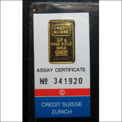 CREDIT SUISSE ZURICH FINE GOLD 999.9 INGOT $1NR