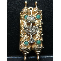 ESTATE SOLID GOLD TORAH WITH PEARL & TURQUOISE $1NR
