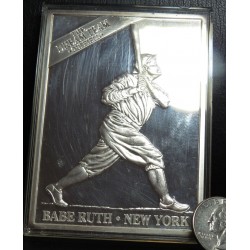 1/2 TROY POUND FINE .999 SILVER BABE RUTH NUMBERED BASEBALL CARD $1NR