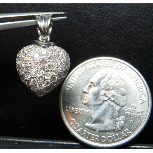 1.00CT PAVE DIAMOND HEART I LOVE YOU PENDANT 14KWG $1NR
