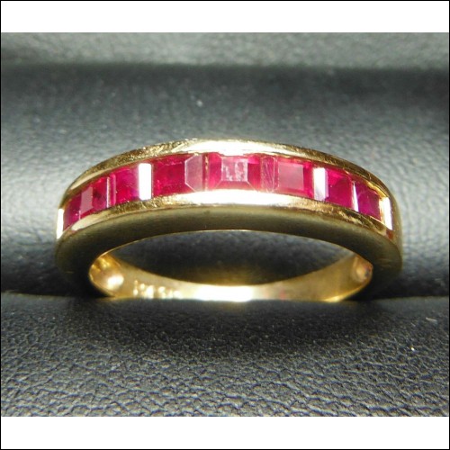 .80CT BAGUETTE RED RUBY ANNIVERSARY BAND 14K $1NR