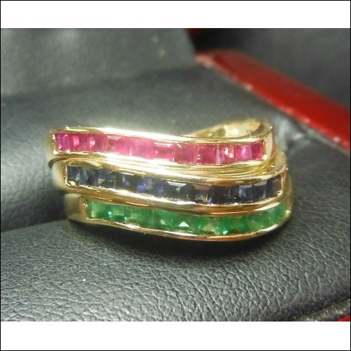 1.20CT RUBY SAPPHIRE & EMERALD STACKING BANDS 14K $1NR