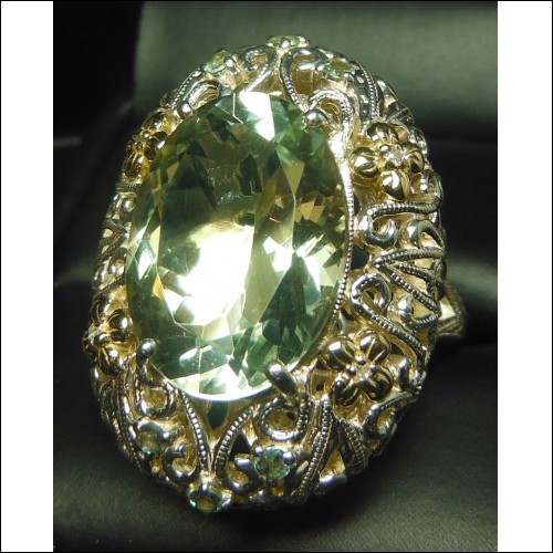 12.04Ct Wintergreen Amethyst & Diamond Ring Sterling & 14k Pre Black Friday Deals $100