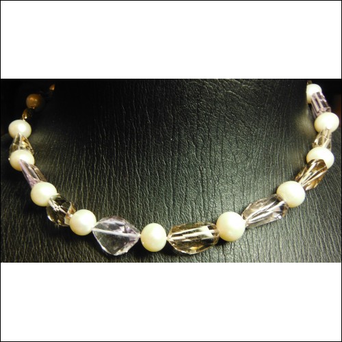 MOTHERS DAY IS MAY 11- 36.00CT BI COLOR AMETRINE & PEARL NECKLACE 14K $1NR