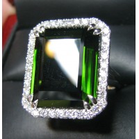 Sold 24.28Ct Gia Green Tourmaline & Diamond Ring Platinum by Jelladian ©