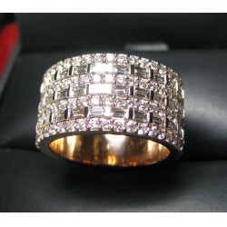 Sold, Reorder from the Manufacturer Direct for $5,758 7 Row 2.50Ct Baguette & Round Diamond Wide Band 18k Rose Gold