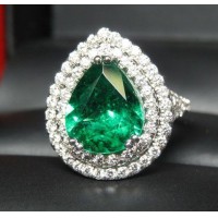 Sold Gia 3.37Ct Emerald & 2 Row Diamond Ring Platinum by Jelladian ©